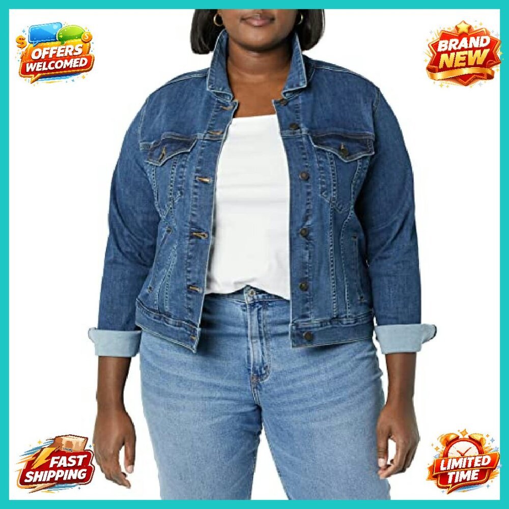 Plus Size Denim Jacket, High Stretch, Regular Fit… - image 5